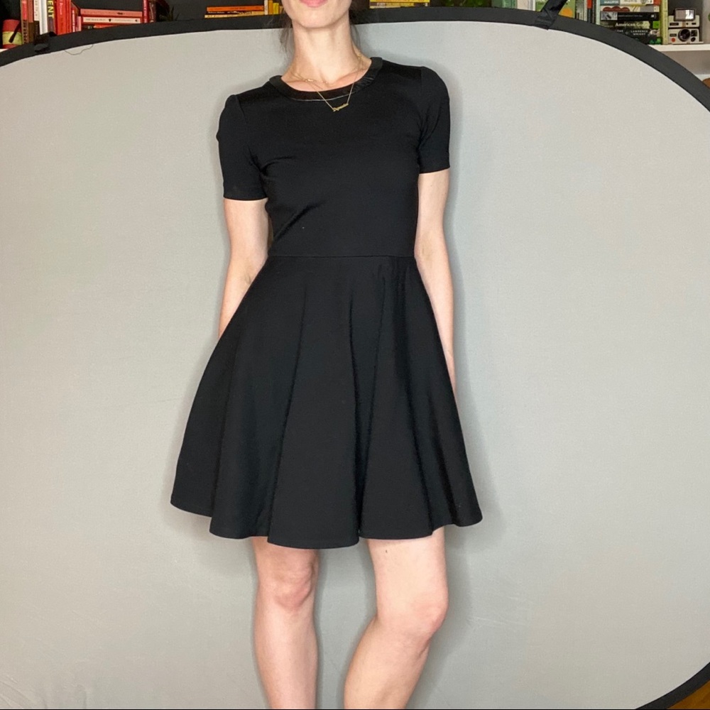 Madewell Skater Dress with Leather Detail